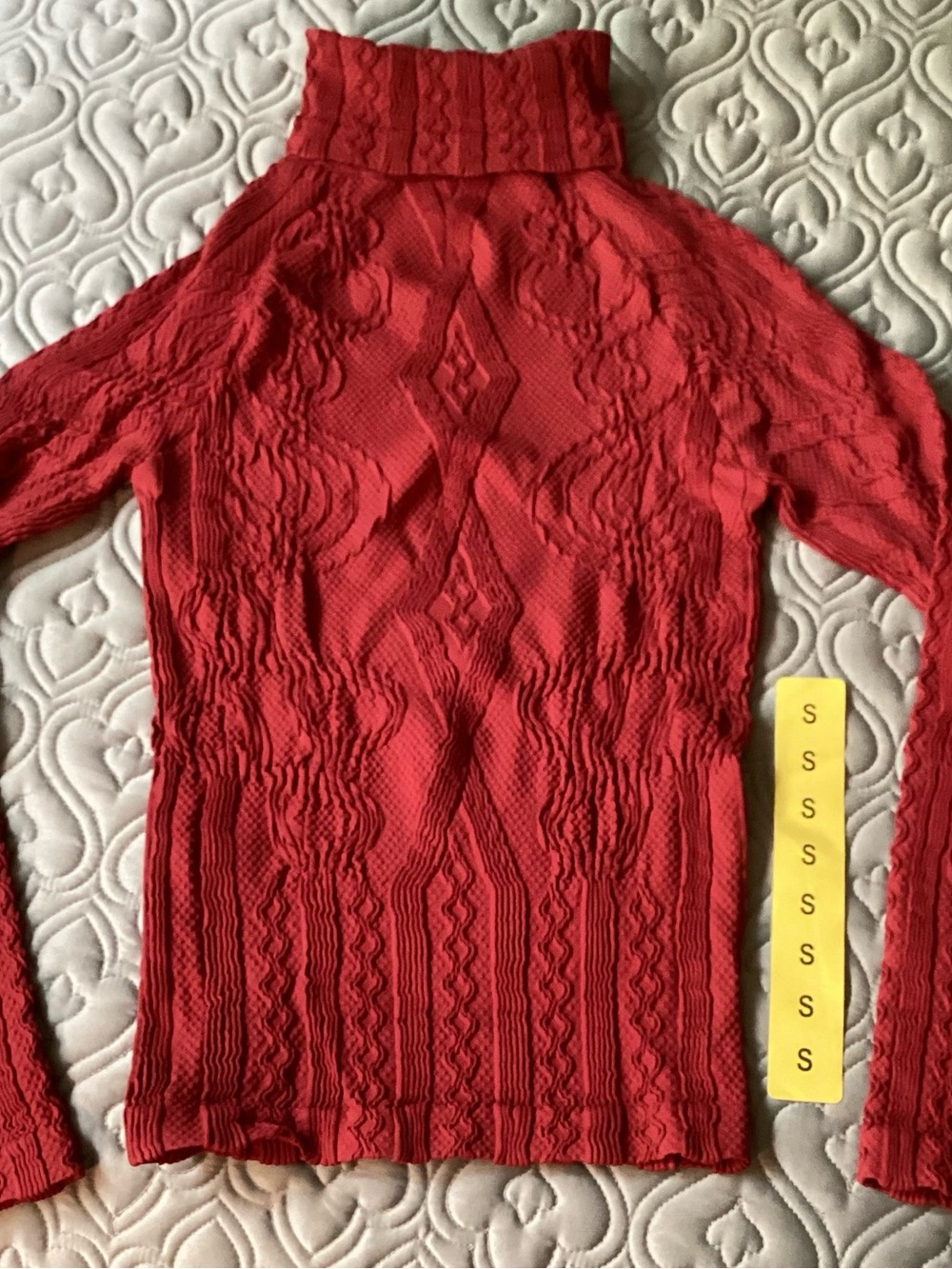 Scala berry Red textured stretch Turtleneck